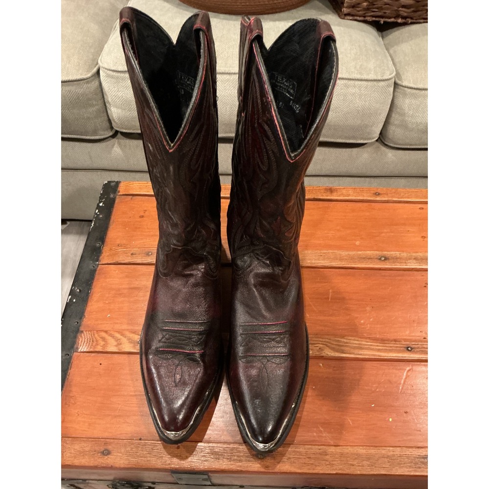 Vintage Texas Boot Co Black Cherry Cowboy Boots Style 7663 Men's Size 11 USA